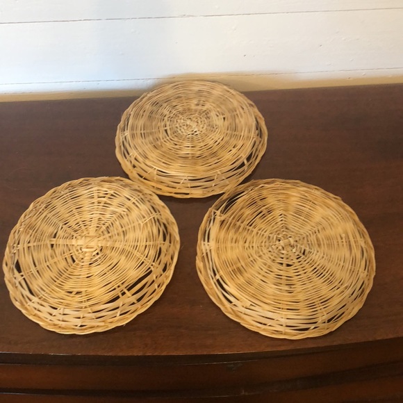 Set of 3 Wicker Basket Paperplate Holders Boho Wall Decor - Picture 6 of 6